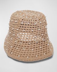 Lele Sadoughi - Open Weave Pearly Raffia Bucket Hat - Lyst