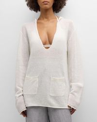 Onia - Linen Knit V-Neck Hoodie - Lyst
