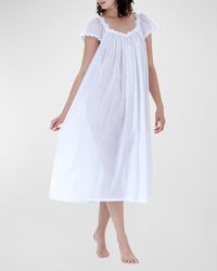 Celestine - Coralie-2 Ruched Lace-Trim Cotton Nightgown - Lyst