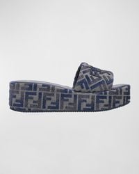 Fendi - Sunshine Ff Chenille Jacquard Platform Sandals - Lyst