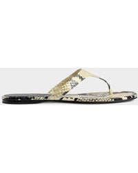 KHAITE - Archer Snake-Embossed Leather Thong Sandals - Lyst