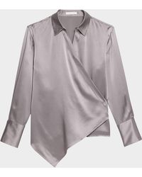Helmut Lang - Relaxed Silk Wrap Shirt - Lyst