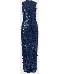 Carolina Herrera - Sequined Sleeveless Mock-Neck Gown - Lyst