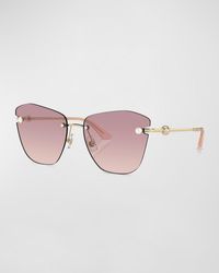 Jimmy Choo - Pearly Rimless Metal Butterfly Sunglasses - Lyst