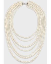 Utopia - 18k White Gold Necklace With Freshwater Pearls, 3.5-8.5mm - Lyst