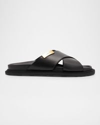 Moschino - Apos;S Crisscross Leather Slide Sandals - Lyst