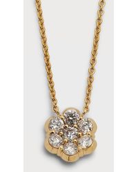 Bayco - 18k Yellow Gold Flower Diamond Pendant Necklace - Lyst