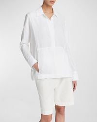 Vince - Kangaroo Pocket Long-Sleeve Linen Pullover Top - Lyst