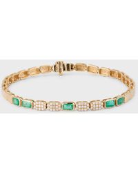 Kastel Jewelry - Chemin Bezel Link Bracelet With Emeralds And Diamonds - Lyst