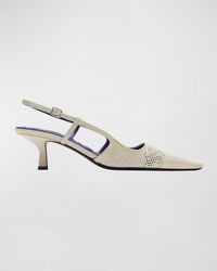Burberry - Chisel Perforated Kitten-Heel Slingback Pumps - Lyst