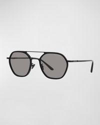 Giorgio Armani - Monochrome Metal Aviator Sunglasses - Lyst