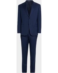 Emporio Armani - 130S Wool Micro-Herringbone Peak Lapel G Line Suit - Lyst