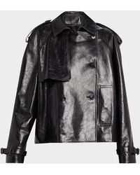Michael Kors - Oversized Cropped Leather Trench Coat - Lyst