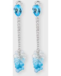 Staurino - 18k Spaghetti Earrings With Blue Topaz And Diamonds - Lyst