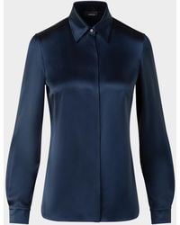 Akris - Stretch Silk Satin Button-Down Blouse - Lyst