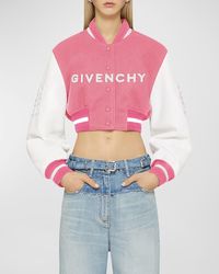 Givenchy - Cropped Varsity Jacket With Logo Detail - Lyst