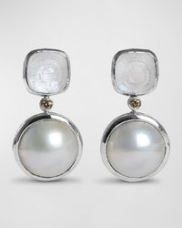 Stephen Dweck - Hand Carved Natural Quartz And Mabe Pearl Earrings, White - Lyst