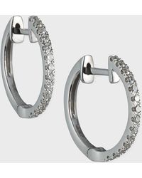 Siena Jewelry - 14k White Gold Diamond Medium Huggie Earrings - Lyst
