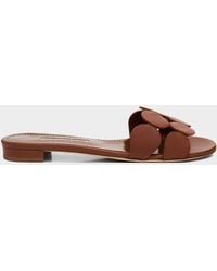 Manolo Blahnik - Circle-Cut Leather Slide Sandals - Lyst