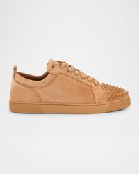 Christian Louboutin - Louis Junior Spikes Low-Top Suede Sneakers - Lyst
