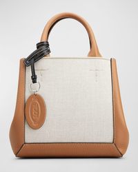Tod's - Small Double Up Leather And Canvas Shopping Bag - Lyst