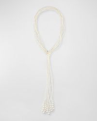 Utopia - 18k White Gold Necklace With Diamonds And Freshwater Pearls - Lyst