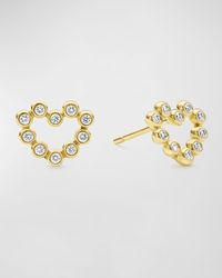 Lagos - 18k Gold And Diamond Petite Heart Stud Earrings - Lyst