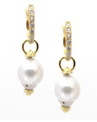 Armenta - 16Mm Pave Huggie Earrings With Pearl Drops - Lyst