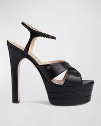 Gucci - Calfskin Crisscross Stiletto Platform Sandals - Lyst