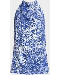 Proenza Schouler - Theda Printed Crepe De Chine Cowl-Neck Halter Top - Lyst