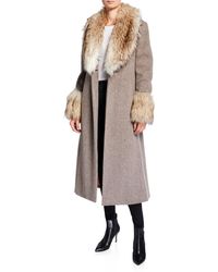 Cinq À Sept Irina Belted Coat With Faux Fur Trim - Multicolour