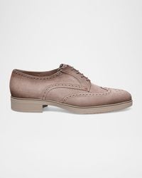 Santoni - Easy Suede Brogue Wingtip Derby Shoes - Lyst