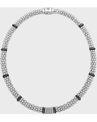 Lagos - Black Caviar 4-diamond Station Necklace, 16" & 18"l - Lyst