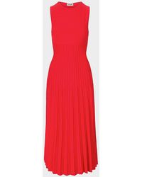 STAUD - Elyse Pleated Midi-Dress - Lyst