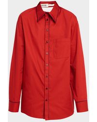 Christopher John Rogers - Convertible Jumbo Cotton Twill Shirt - Lyst