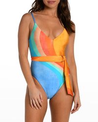 Sunshine 79 - V-Neck Belted Maillot One-Piece Swimsuit - Lyst