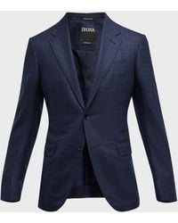 ZEGNA - Check Wool Blazer - Lyst