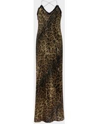 Roberto Cavalli - Jaguar-Print Sequined Backless Maxi Slip Dress - Lyst