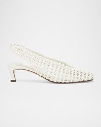 Fendi - Woven Leather Kitten-Heel Slingback Pumps - Lyst