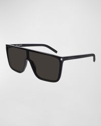 Saint Laurent - Mask Flat-Top Propionate Shield Sunglasses - Lyst