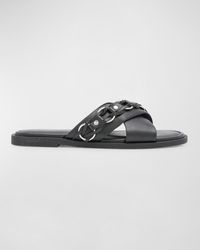 Rag & Bone - Geo Leather Chain Crisscross Slide Sandals - Lyst