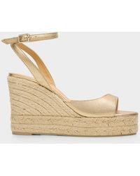 Castañer - 95Mm Brook Metallic Leather Espadrille Wedge Sandals - Lyst