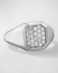 David Yurman - Streamline Signet Ring With Diamonds In Silver, 14mm - Lyst
