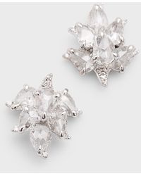64 Facets - 18k White Gold Diamond Small Lotus Stud Earrings - Lyst