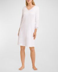 Hanro - Moments Lace-Trim Cotton Nightgown - Lyst