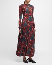 Ulla Johnson - Fernanda Printed Silk Long-Sleeve Maxi Dress - Lyst