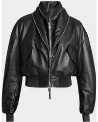 Givenchy - Double Shawl-Collar Leather Crop Bomber Jacket - Lyst