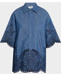 Zimmermann - Coco Embroidered Denim Shirt - Lyst