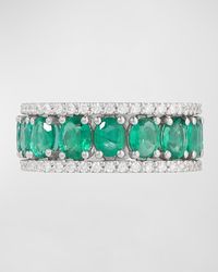 Miseno - Procida 18k White Gold Ring With White Diamonds And Emeralds - Lyst