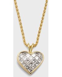 NM Estate - Estate 18k Yellow Gold 21 Diamond Invisible-set Heart Pendant Necklace - Lyst